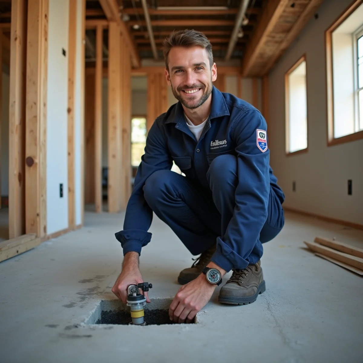 Commercial kitchen plumbing rough-in during a restaurant buildout in McHenry County