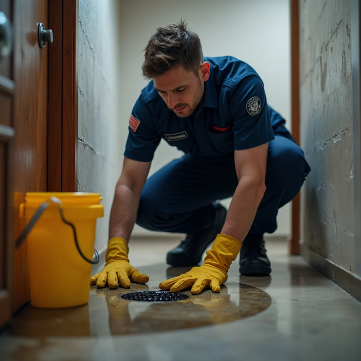 Basement floor drain during a sewer backup in a Crystal Lake, IL home