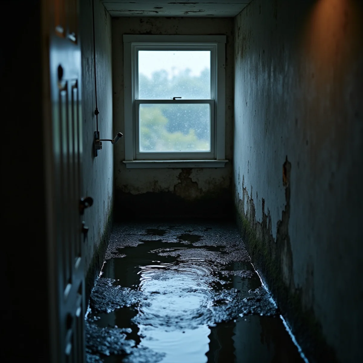 Flooded basement with a failed sump pump during a McHenry County storm