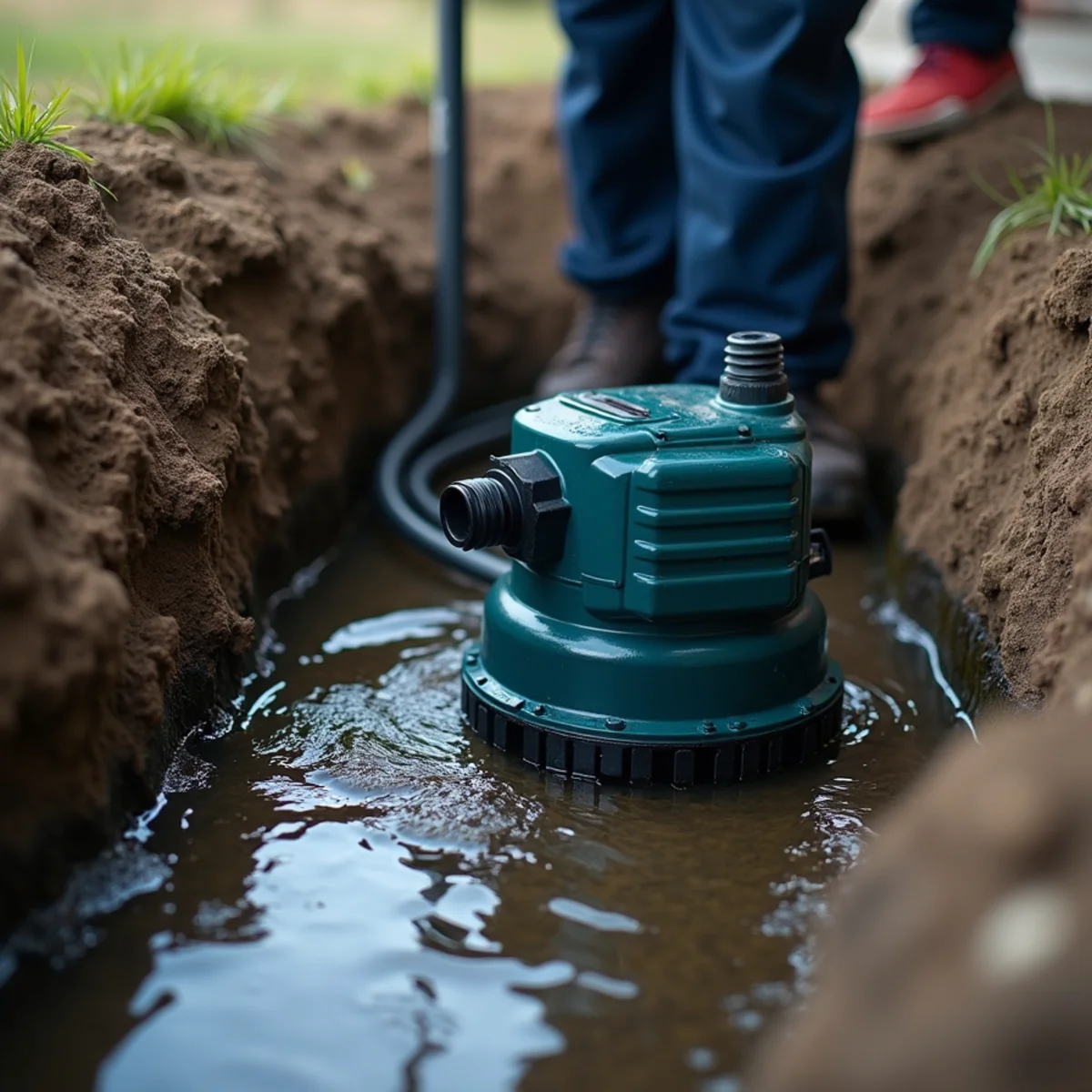 Sump pump running in a basement pit in an Algonquin, IL home