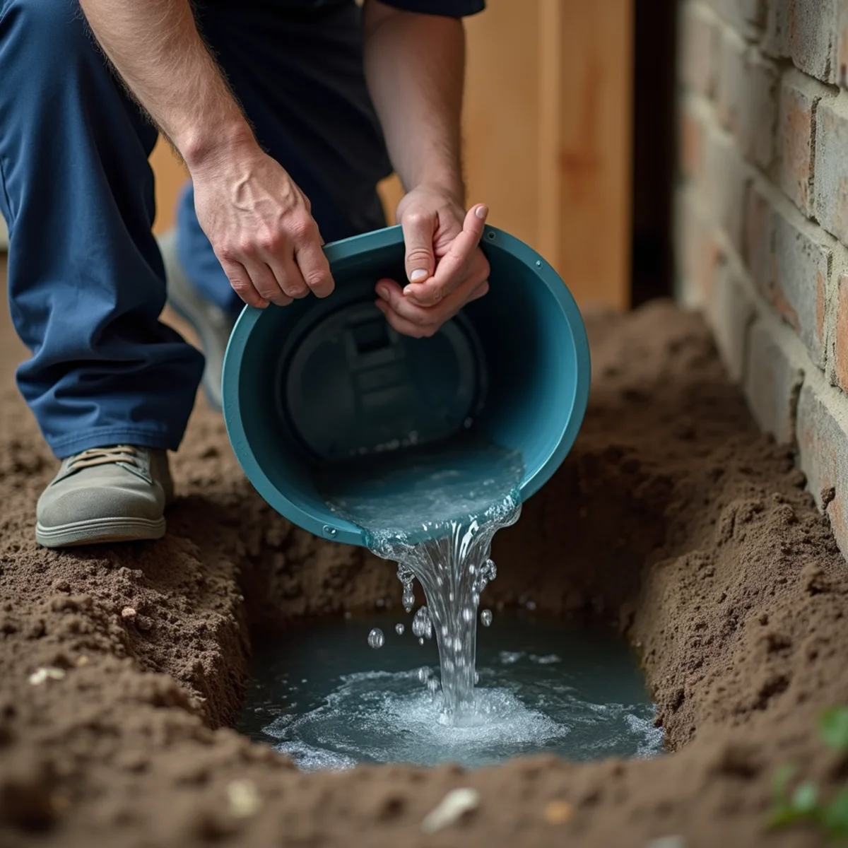 Testing a sump pump before spring thaw in a Crystal Lake, IL basement