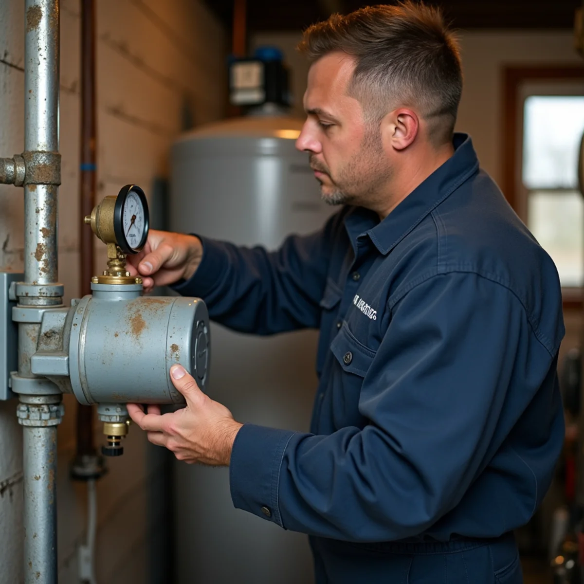 Well pressure tank and pump in a rural Marengo, IL home