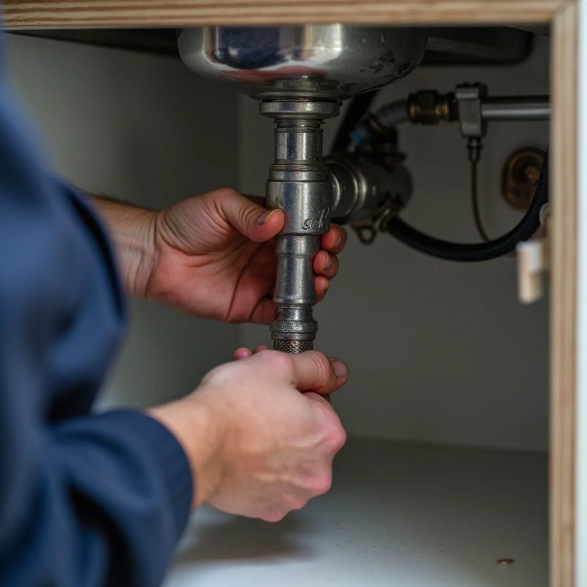 Plumber installing a new kitchen faucet in a Lake in the Hills, IL home