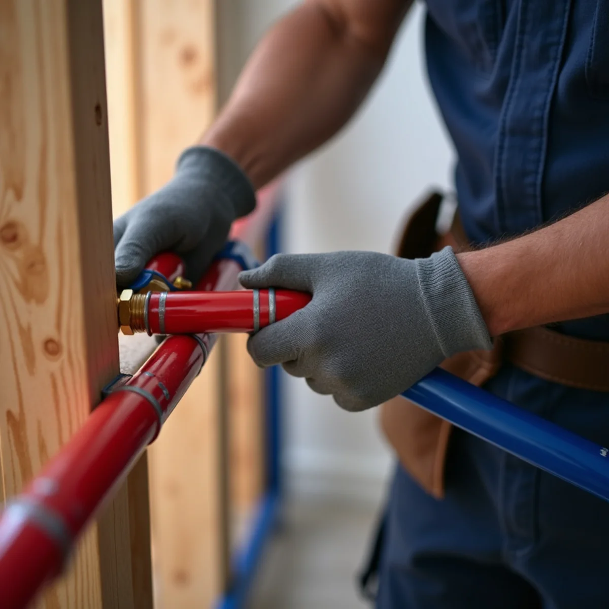 New PEX water lines during a whole-home repipe in a McHenry County home