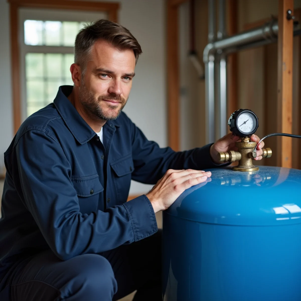 Well pump and pressure tank serviced at a rural McHenry County home